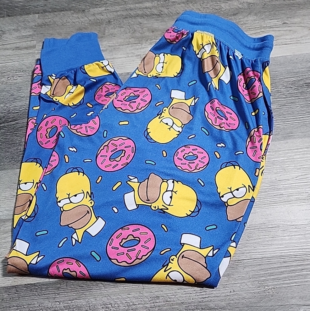 Simpsons Homer Men's Donuts Lounge Sleep Pajama Jogger Pants Size Medium - Picture 8 of 9